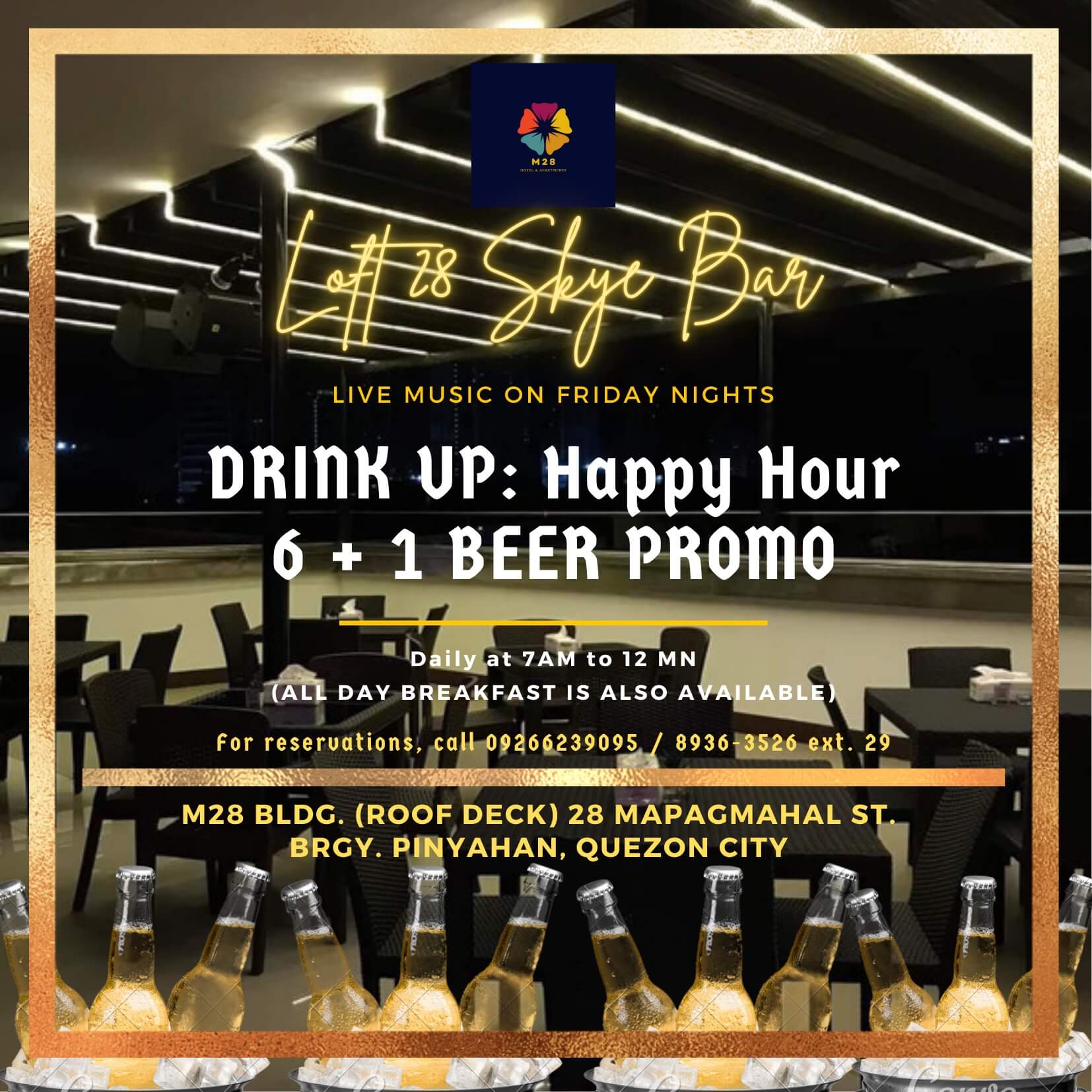 M28 Hotel & Apartments | DRINK UP: Happy Hour 6 + 1 Beer Promo